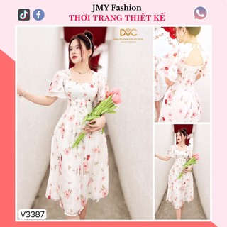 V3387 Váy voan cổ vuông tiểu thư nữ tính [DVC & ACC] váy đầm hoa nhí công sở siêu xinh
