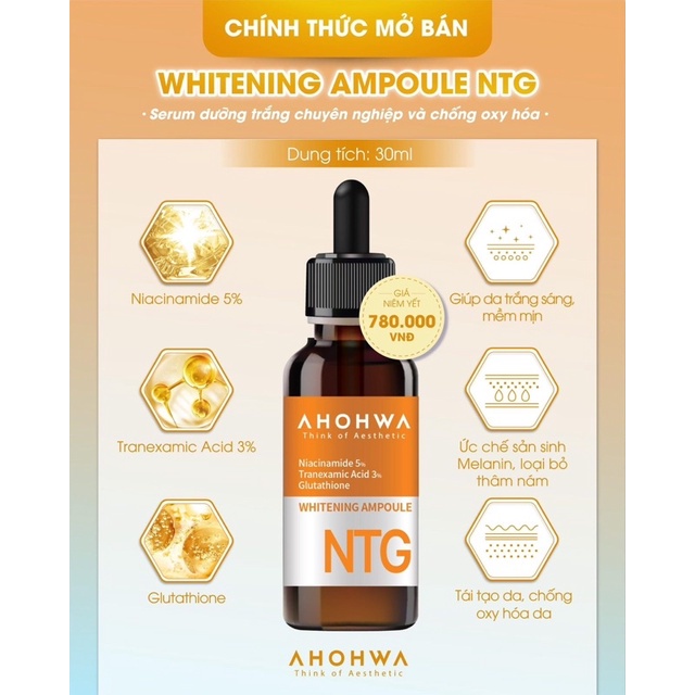 Serum dưỡng trắng giảm nám tàn nhang NTG ahohwa