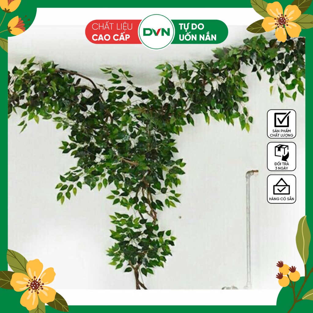 Lá cây giả trang trí - Lá xi xanh - 12 cành