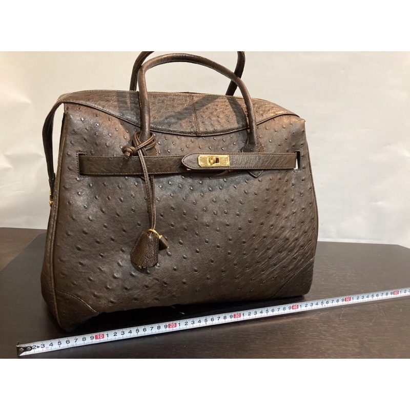 Túi dáng hm da đà điểu thật mới 42cm