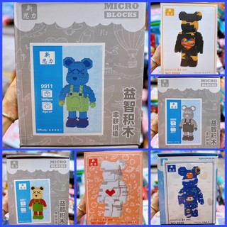 Đồ chơi lắp ráp gấu bearbrick, kaws, thỏ stella 35cm nhiều mẫu cho bé