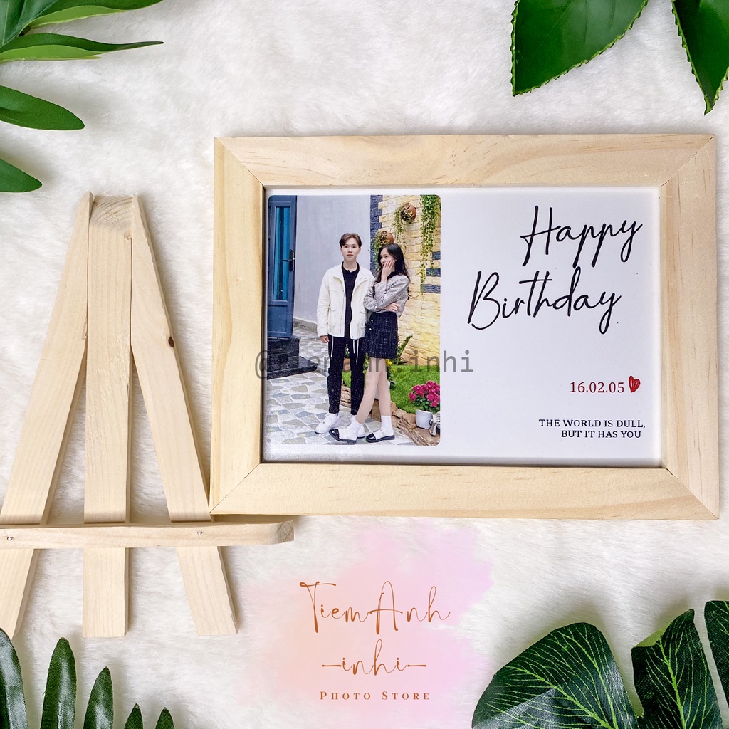 KHUNG ẢNH CHÂN GIÁ GỖ KÈM IN ẢNH THEO YÊU CẦU, QUÀ TẶNG TRANG TRÍ ĐỂ BÀN