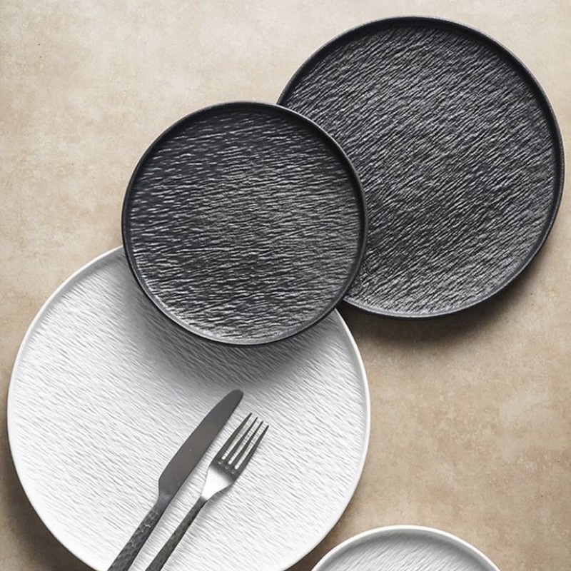 Đĩa tròn nhám ăn bít tết, đĩa ăn đồ tây, đĩa decor nhà hàng