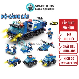 Đồ chơi mô hình lắp ráp 3D mini xe Cảnh sát 6 trong 1, 147 chi tiết cho bé