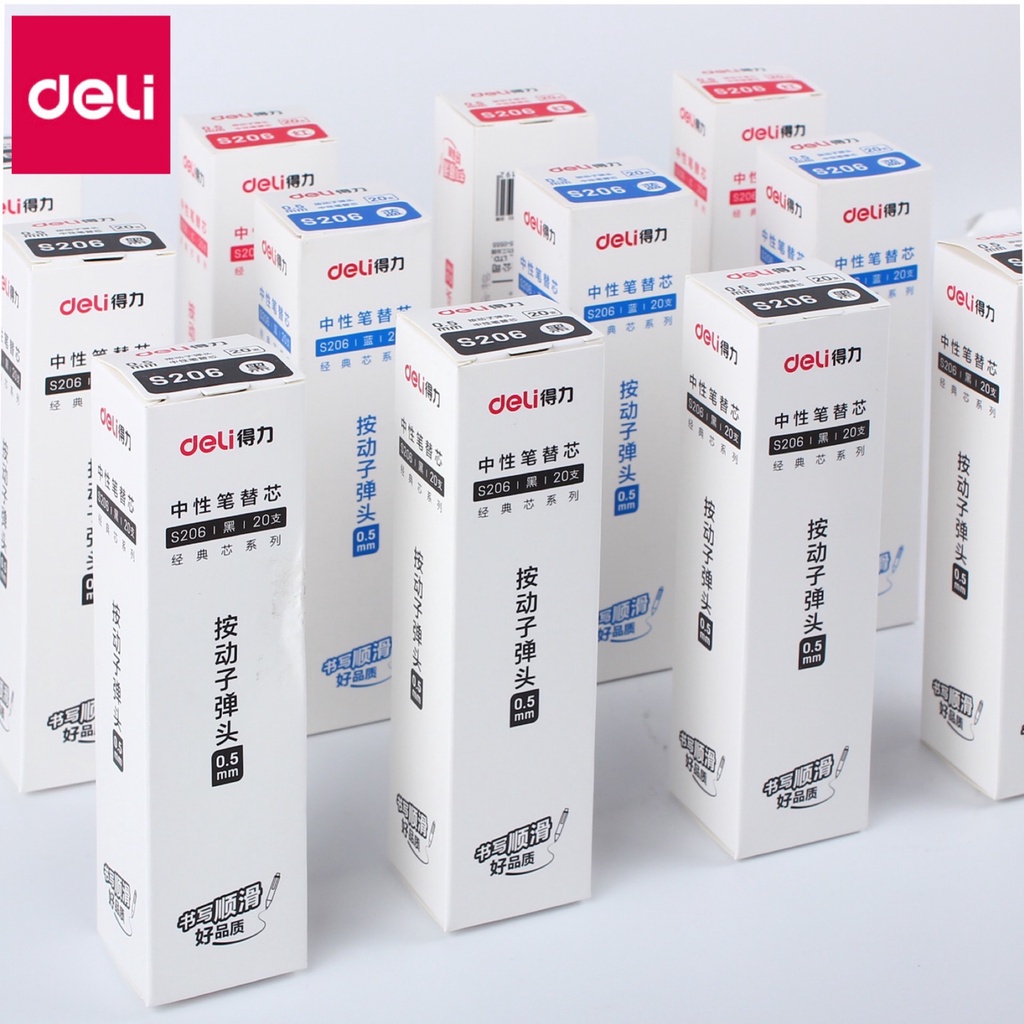 Ruột Bút Gel Deli Ngòi 0.5mm Dùng Thay Thế Cho Bút Bi Bấm Deli A575, S101, S108, A025B