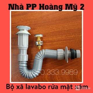 Bộ xã xi phông Lavabo chậu rửa mặt, xã ruột gà xám và trắng kéo dài