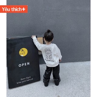 Áo sweater Chorme heart basic cho bé , áo nỉ cổ tròn trẻ em unisex , Kid_genz