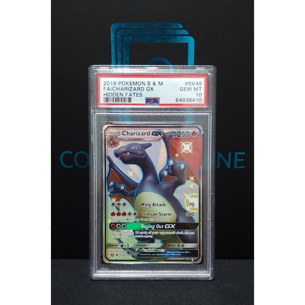Thẻ Bài Pokemon TCG Charizard GX Hidden Fates SV49/SV94 Holo Full Art PSA 10