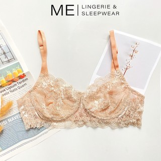 Áo ngực ren nữ gợi cảm có gọng không mút màu da hoạ tiết sang trọng mát mẻ Melingerie