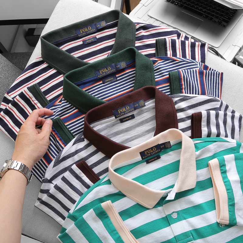 ÁO POLO SỌC NGANG LOGO CON NGỰA