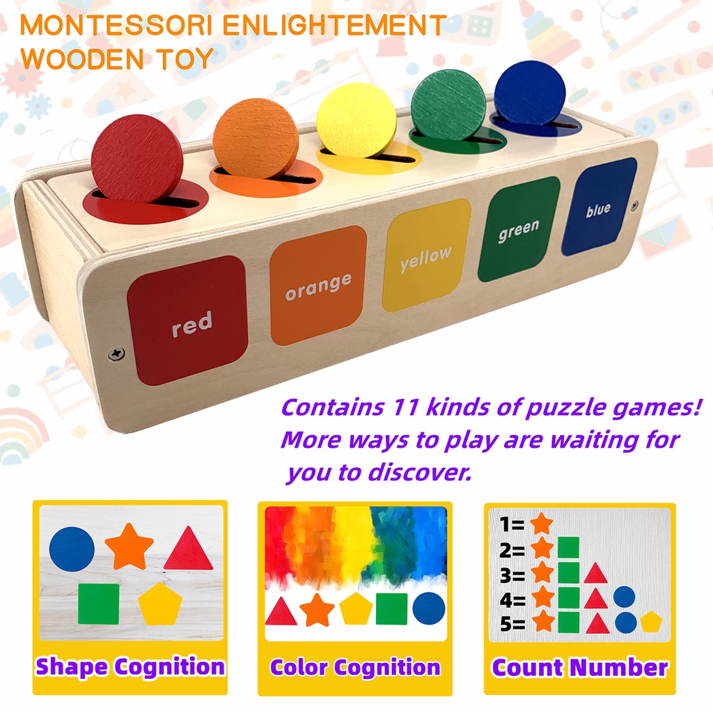 LAHOMIA Đồ chơi giáo dục phân loại hình dạng và màu sắc bằng gỗ theo phương pháp Montessori cho bé 1-3 tuổi