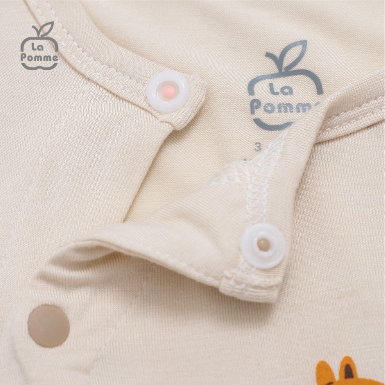 Body Dài Tay Sóc Nâu Hạt Dẻ Màu Be Vải Petit Soyeu Cho Bé