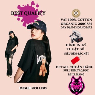 Áo Thun Adlv nam nữ Gold Chain Bear Doll form rông tay lỡ chất vải cotton 100 Áo adlv nam nữ phong cách đường phố