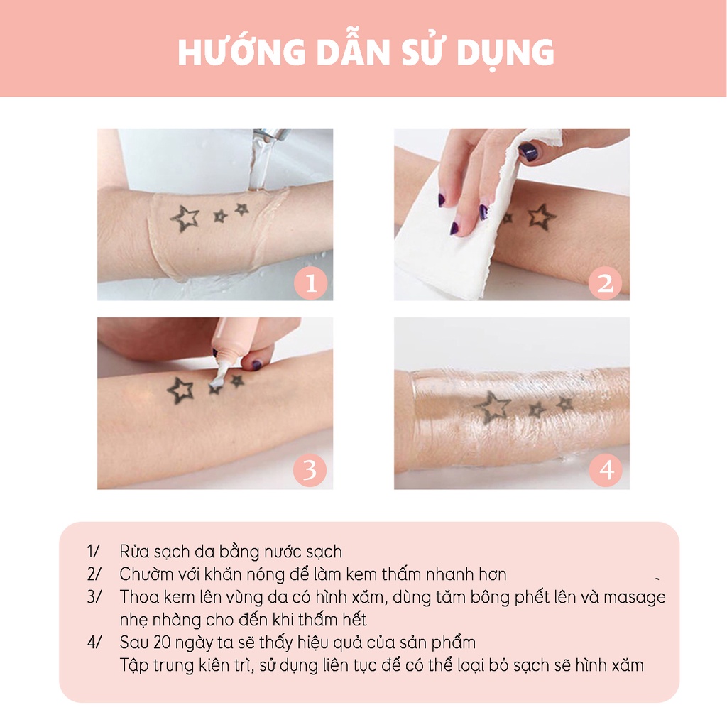 Kem Tẩy Hình Xăm Vĩnh Viễn Không Đau,không gây đau tiện dụng hiệu quả cao 15g