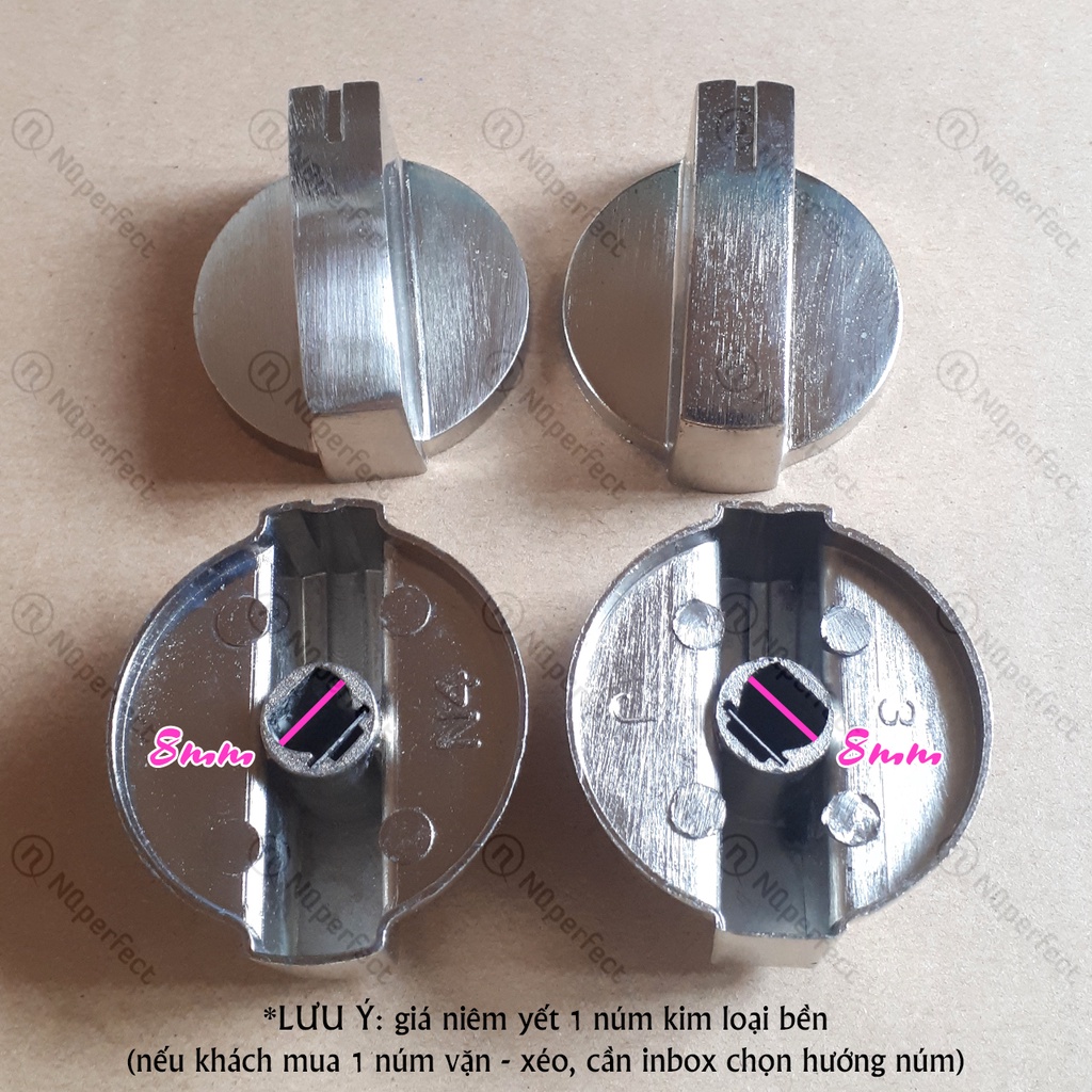 Núm vặn kim loại bền cốt xéo/cốt thẳng 8mm bếp gas âm Sunhouse MAMA MMB6632, Latino LA-333L-SC, Malloca AS 930G..