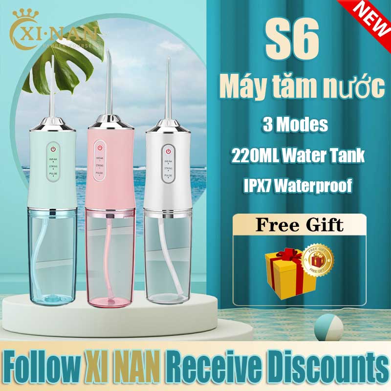 【Giá Thấp Nhất Kết Thúc Vào Ngày 30】Xi Nan S6 Máy Tăm Nước Tăm Nước Oral Irrigator Máy Tăm Nước Cầm Tay Vệ Sinh Răng Tăm Nước Mini Kèm 4 Đầu Tăm Nước Bình Chứa 220Ml