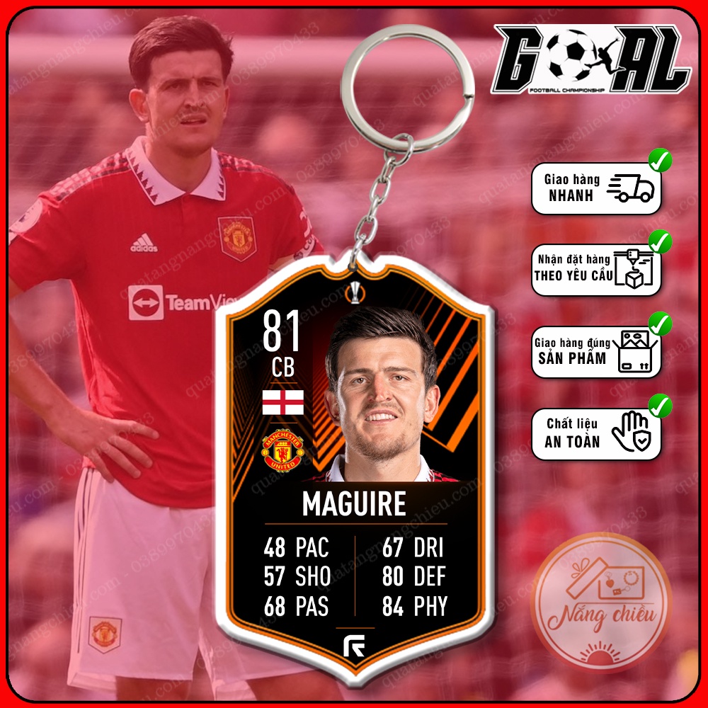 Móc khóa cầu thủ bóng đá chuyên nghiệp - In hình Harry Maguire - Thẻ Icon bóng đá gaming[15101-15125]