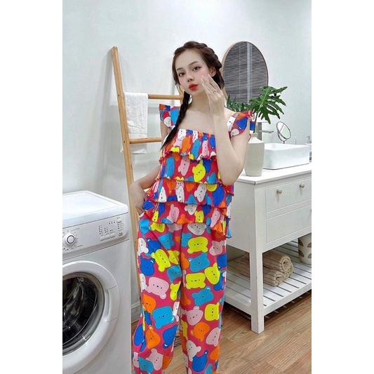 Set lụa đũi dập ly tay cánh tiên nhà e xinh lắm ạ mặc nhà đi dạo đều đẹp