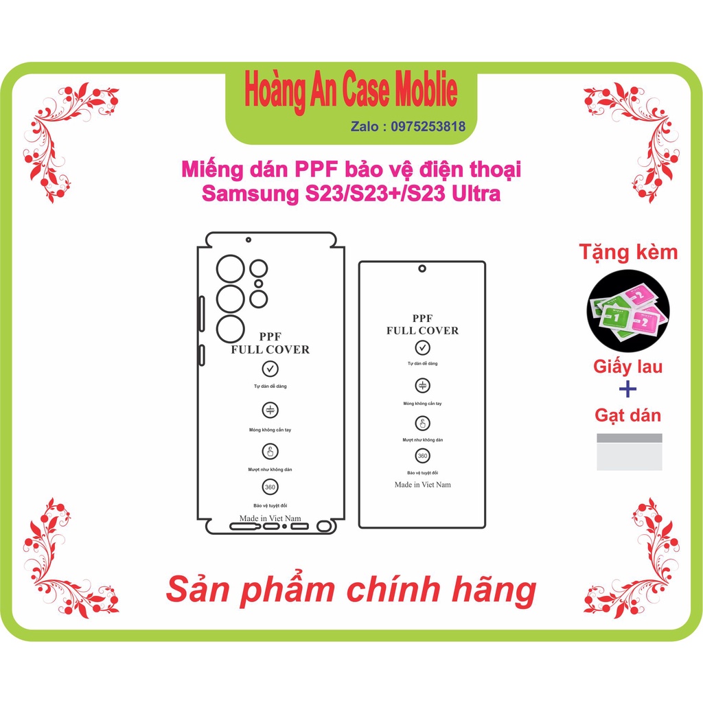 Miếng dán PPF bảo việ điện thoại Samsung S23/S23 Plus/ S23 Ultra