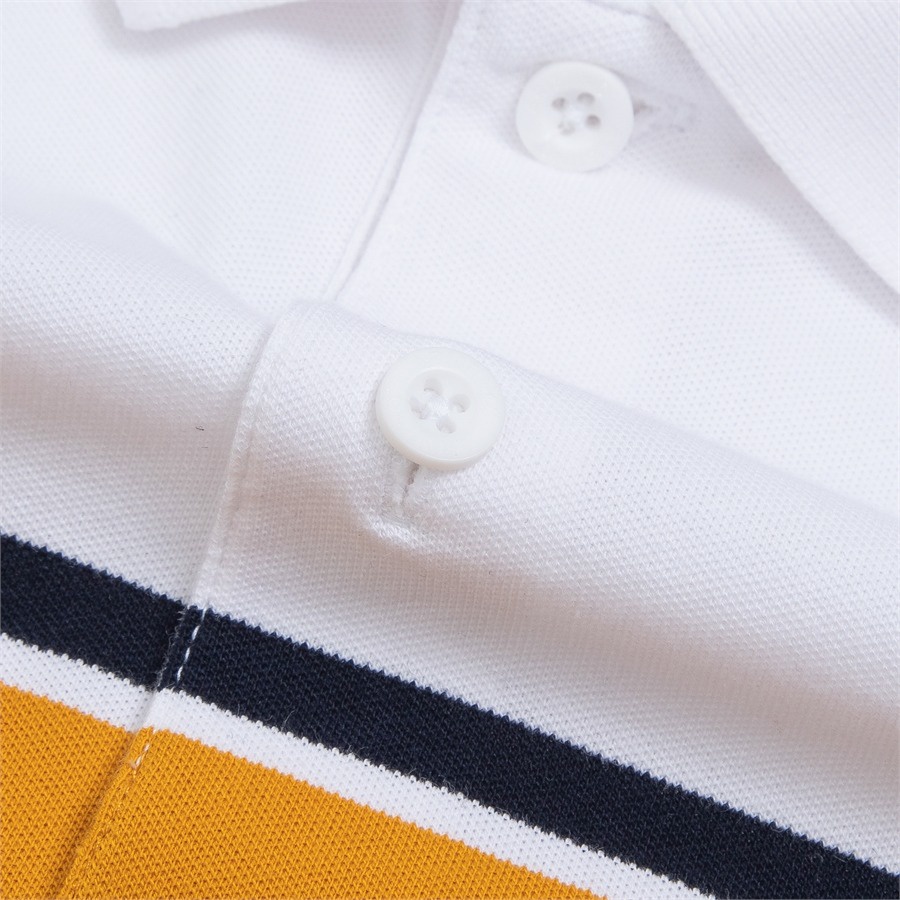 [MỚI] Áo polo ngắn tay ARISTINO màu trắng phối họa tiết kẻ trẻ trung, thanh lịch - APS010S3