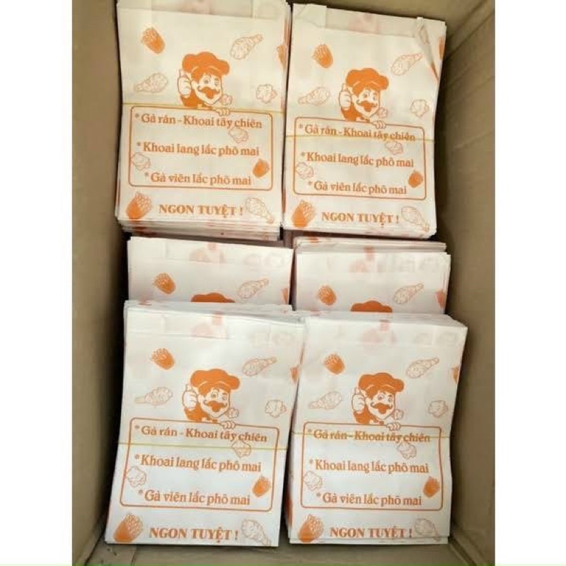 100 túi giấy in sẵn đựng gà rán, khoai tây,…