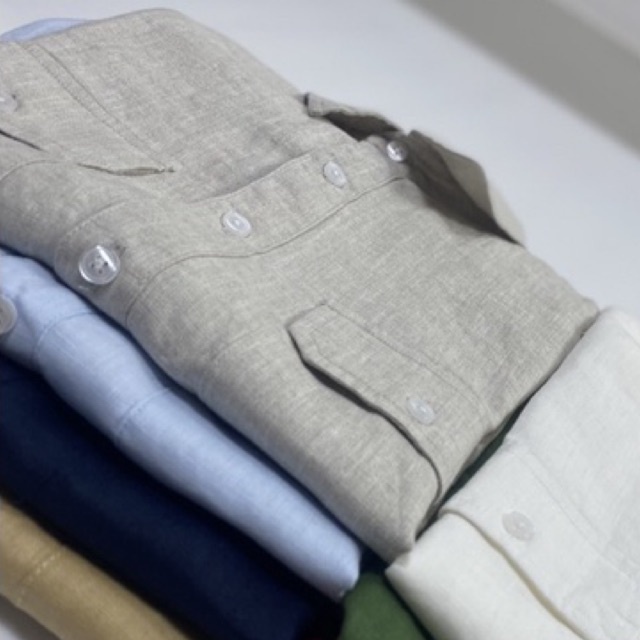 Áo Sơmi Tay Ngắn 2Túi Kem Tiêu Thoáng Mát