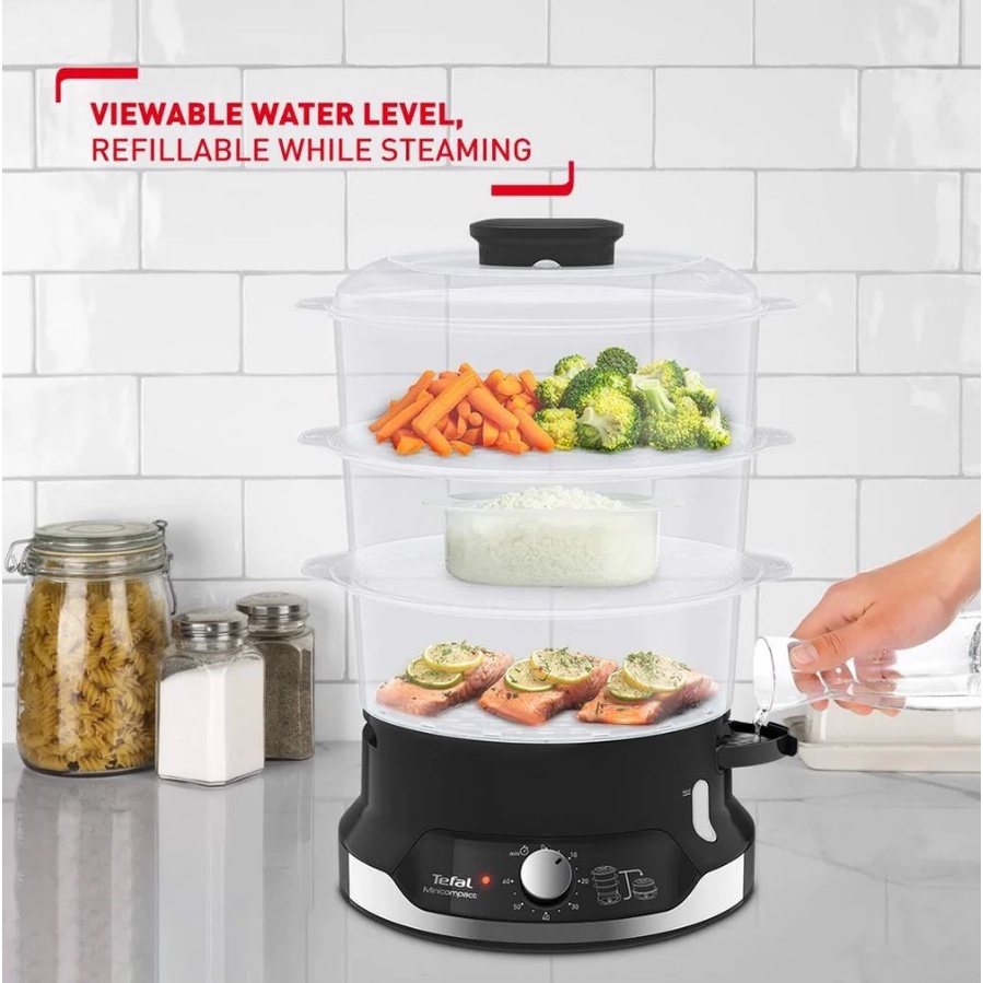 Nồi Hấp Điện Tefal Ultra Compact VC2048 3 Tầng