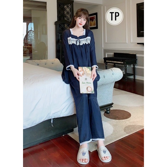 Bộ mặc bầu sau sinh Vmom chất đũi Hàn cao cấp, có khoá cho con ti và quần chun chỉnh tiện lợi - B62