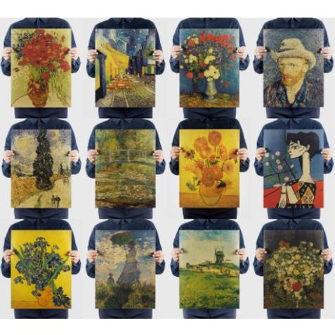 Poster Dán Tường Tranh Sơn Dầu Phong Cách Van Gogh Monet Picasso Cổ Điển