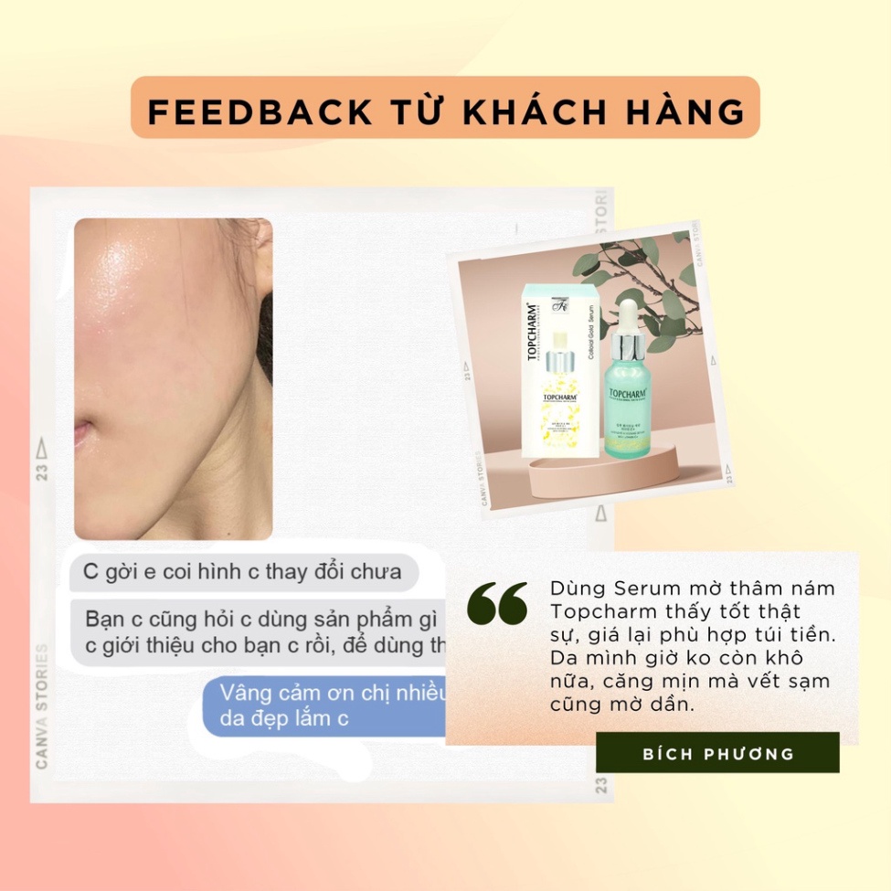 Serum dưỡng trắng TOPCHARM - tái tạo và trẻ hóa da tinh chất vàng, giúp da căng bóng và săn chắc