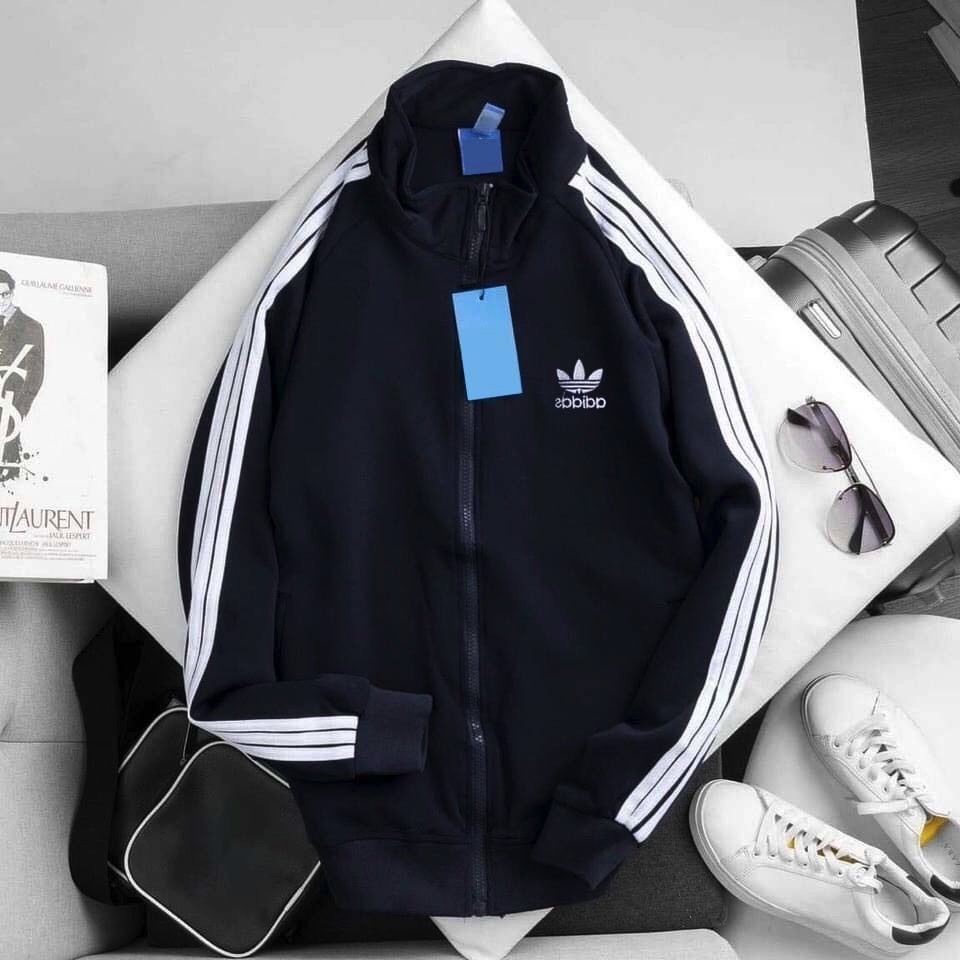 Áo khoác thể thao ATMAN ba sọc chất thun poly dày dặn