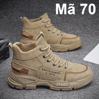 Giày Thể Thao, Giày Thể Thao Nam, Giày Sneaker, Giày Da Lộn, Giày Boot Màu Be Cổ Cao 5cm Mã 70