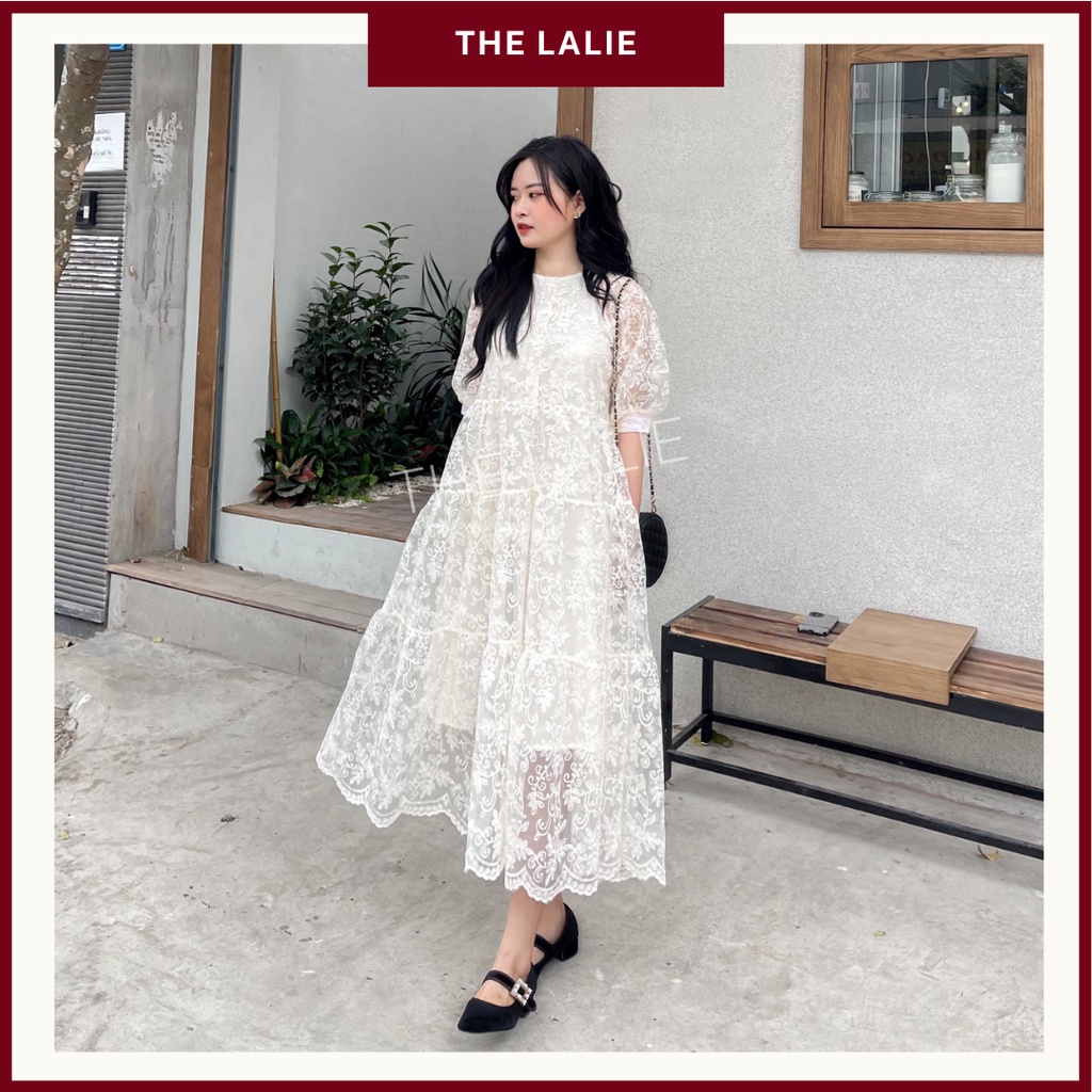 Váy xuông thiết kế dáng dài freesize, đầm ren xuông bầu form hàn quốc by The Lalie(ảnh thật)