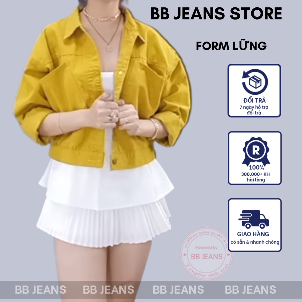 Áo khoác nữ chất kaki form lững croptop 48cm sành điệu size 39-58kg cao dưới 1.60m BB Jeans