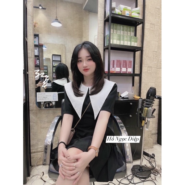 Áo cổ nhọn tiểu thư chiết eo tôn dáng siêu sang phong cách vintage Hàn Quốc