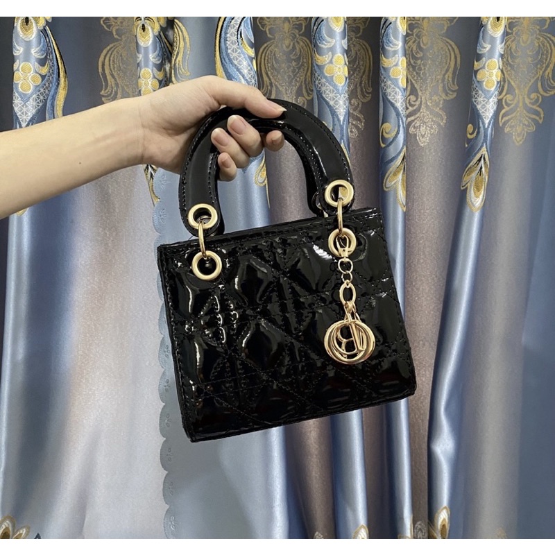 TÚI XÁCH DIOR nữ dáng vuông da bóng sang chảnh, túi dior da bóng, túi hộp dior