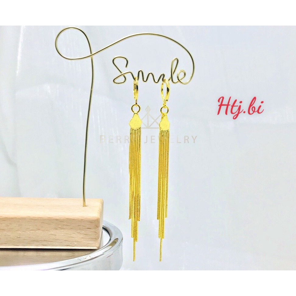 Bông tai nữ mạ vàng dáng dài 5 tua nữ tính nhẹ nhàng htj