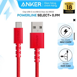 Cáp sạc Type C ANKER PowerLine Select+ USB-C ra USB 2.0 dài 0.9m - A8022