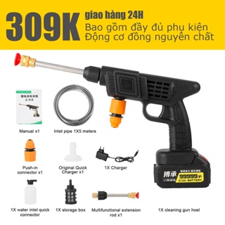 Máy rửa xe chạy pin,may rua xe bằng pin,may rua xe gia đình mini