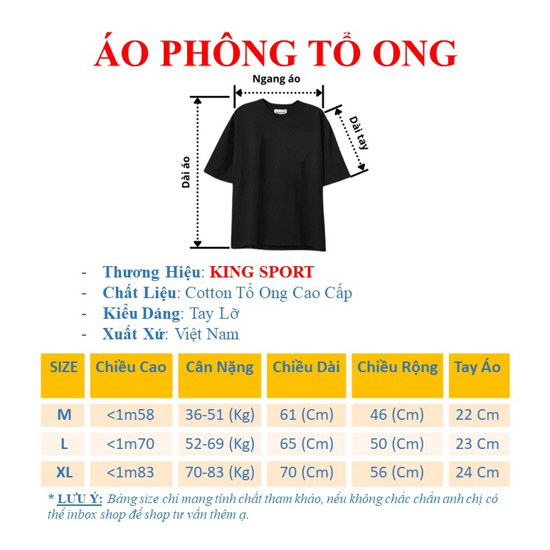 Áo thun nữ form rộng tay lỡ chất tổ ong KING SPORT Áo phông nam nữ logo REAL LIFE cao su unisex big size dày dặn AT012