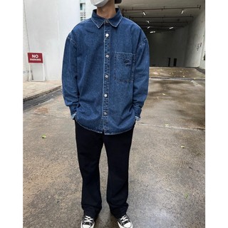 SƠ MI DENIM xanh đậm - Khoác Jean CHUOT TRANG