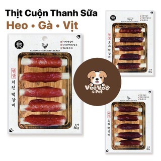 Thịt cuộn thanh sữa heo - gà - vịt cho chó 80g bow wow snack thưởng - bánh gặm cho chó