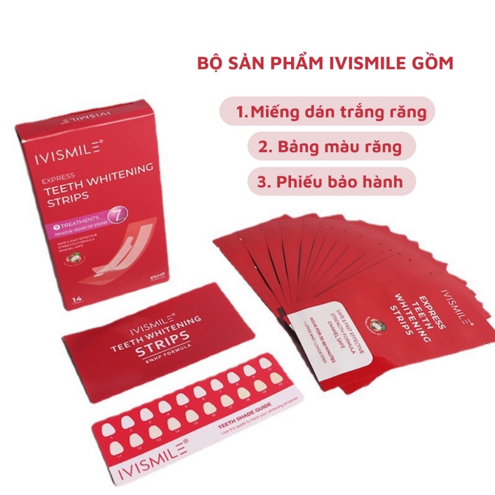 Miếng dán trắng răng JIASHI miếng dán IVISMILE làm trắng tại nhà an toàn không ê buốt không bào mòn hộp 14 gói DTR01