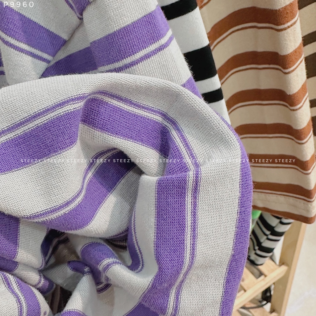 [P9960] Áo phông cotton dày kẻ ngang to nhỏ (Có sẵn/ảnh thật)