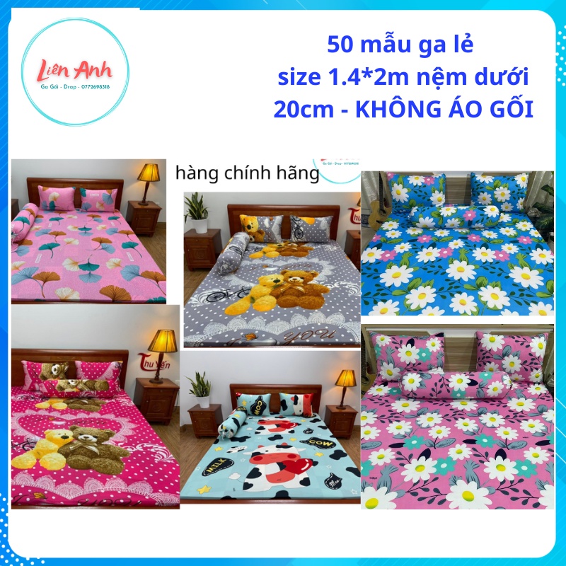 Ga/Drap lẻ thun lạnh in 3D HÀN QUỐC -CAO CẤP (size 1.4*2m nệm dưới 20cm)