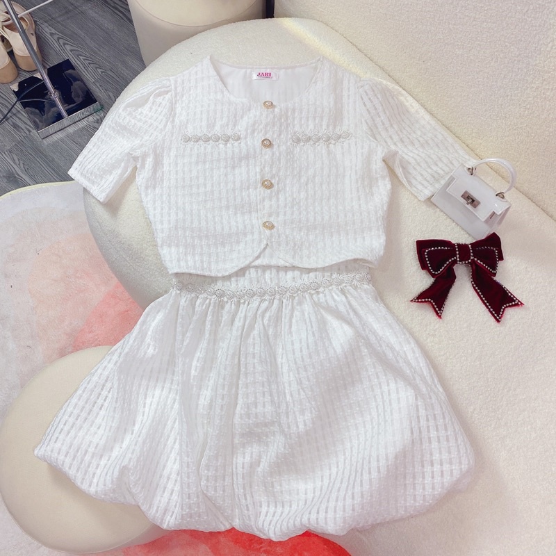 Sét Baby Đen Trắng Mã S07 JARI-CLOTHES Viền Ren Dễ Thương Đủ Size Bé - Lớn