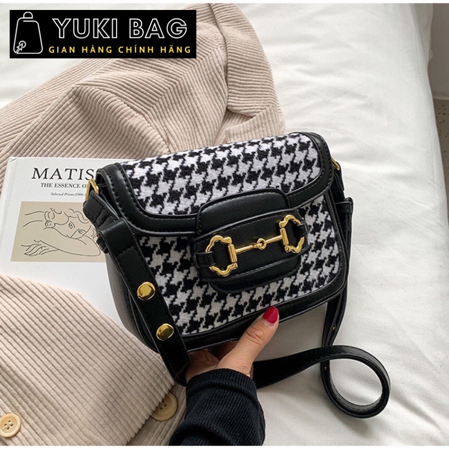 Túi xách nữ đeo chéo,đeo vai,kẹp nách,Họa tiết caro Yuki Bag,đi chơi, đi làm, da đẹp, thời trang cao cấp size 22cm YB118