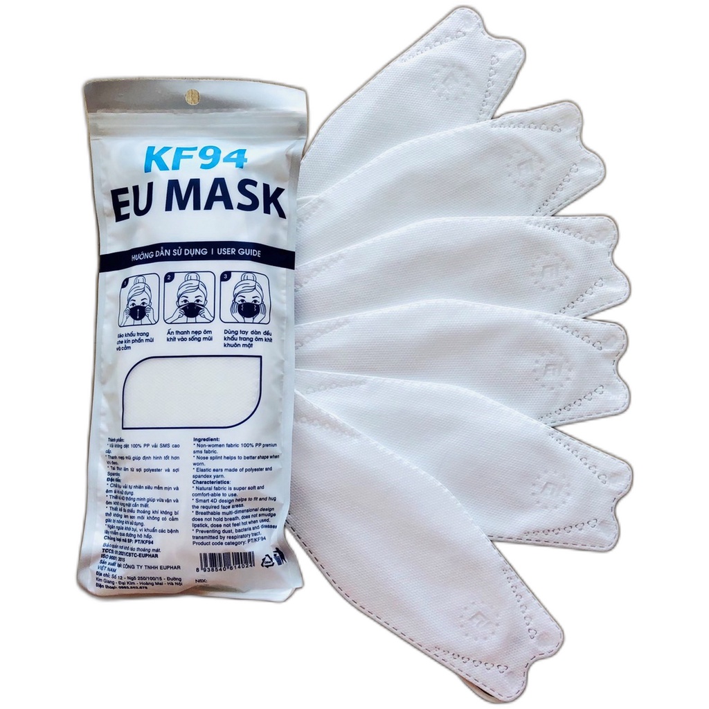 Khẩu Trang Y Tế 4D KF94 EU Mask Kháng Khuẩn, Ngăn Khói Bụi
