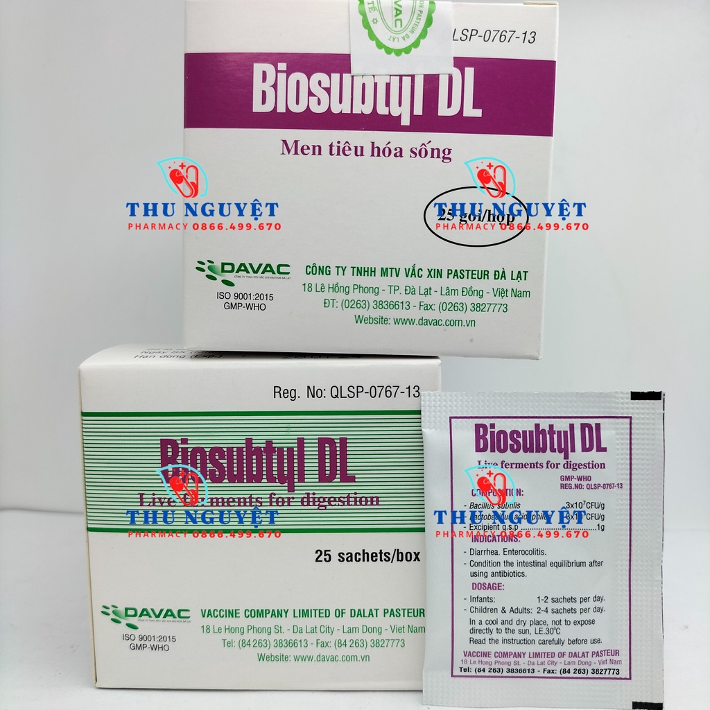 Men tiêu hóa sống Biosubtyl DL hộp 25 gói - Hỗ trợ rối loạn tiêu hóa, tiêu chảy, đi ngoài phân sống