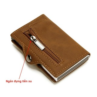 Bóp thẻ nam da cao cấp có hộp đựng thẻ lẫy tự động và ngăn đựng airtag đựng các loại thẻ ngân hàng, thẻ tín dụng, cccd,.
